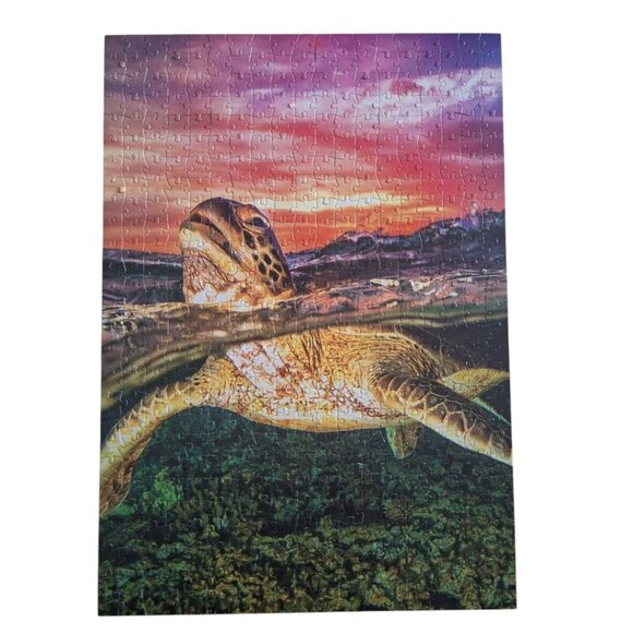500 Piece Sea‎ Turtle Sunset Under Water Locking Pink Sky Reef Swim - Picture 2 of 7